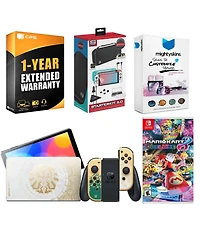 Nintendo Switch Oled Legend of Zelda: Tears of the Kingdom Edition with Mario Kart 8 Deluxe, Surge Accessory Gaming Kit