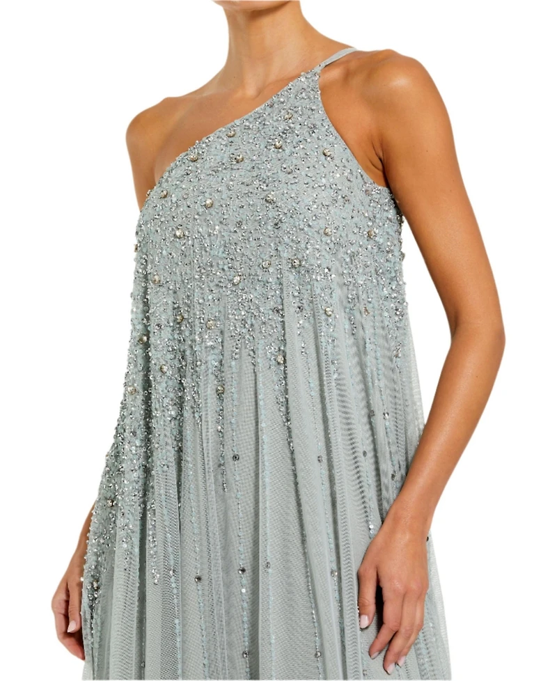 Mac Duggal Women's One Shoulder Embellished Trapeze A Line Gown