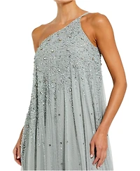 Mac Duggal Women's One Shoulder Embellished Trapeze A Line Gown