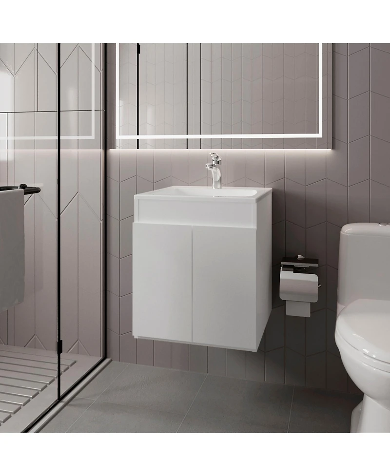 Shoshoni Bathroom Vanity with two Doors, White