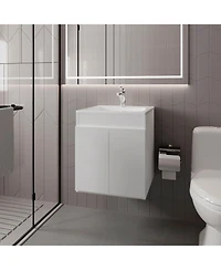 Shoshoni Bathroom Vanity with two Doors, White