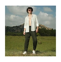 Campus Sutra Men's Sacramento Green Tapered Tailored Trousers