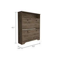 Wayne Shoe Rack 46" H, One Open Storage Shelf, Two Internal Drawers, Doors