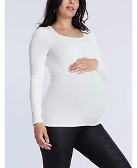 Motherhood Maternity Square Neck Rib Knit Long Sleeve Tee