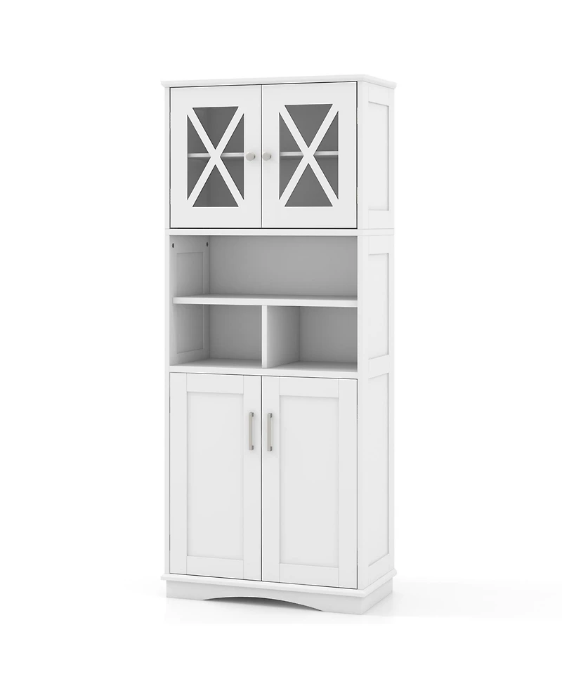 Tall Floor-Standing Bathroom Cabinet with 3 Cubes and Clear Acrylic Doors