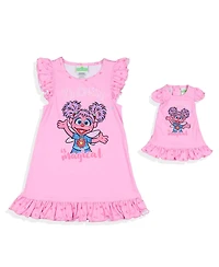 Sesame Street Toddler Girls Abby Cadabby Kindness is Magical Pajama Nightgown With Matching Doll Dress