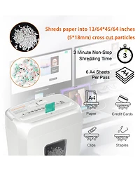 Bonsaii Quiet Cross-Cut Shredder, Ideal for Home Offices, Low-Noise Shredder, 6 Sheets at Once, Perfect for documents, Mail & Staples, 3.4-Gallon Wast