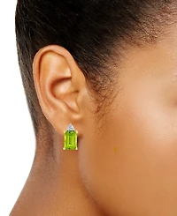 Macy's Peridot (2-1/10 ct. t.w.) & Diamond Accent Stud Earrings in 14k Yellow Gold