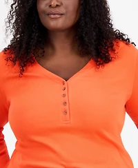 On 34th Trendy Plus V-Neck Henley Shirt, Macy's Exclusive