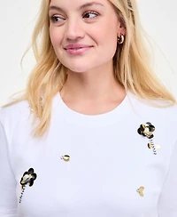 On 34th Trendy Plus Cotton Embellished Crewneck Tee, Macy's Exclusive