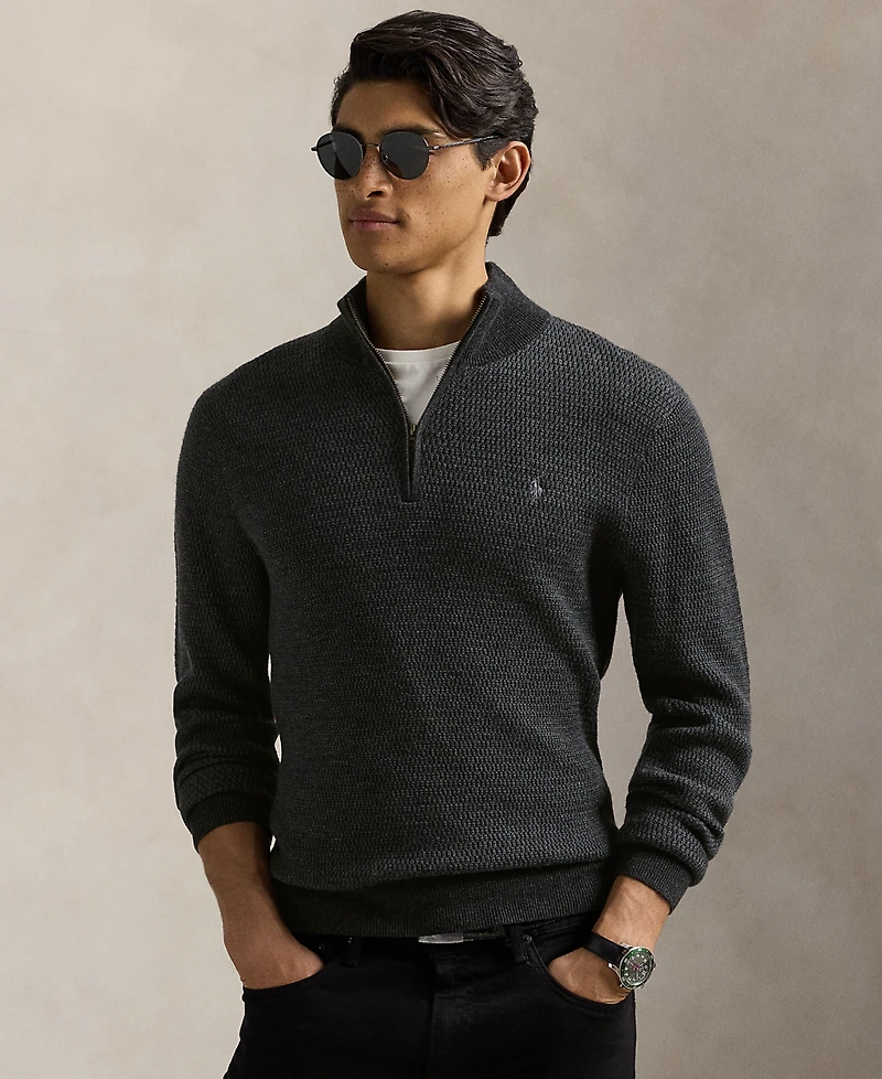 Polo Ralph Lauren Men's Washable Wool Quarter-Zip Sweater