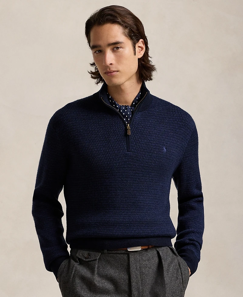 Polo Ralph Lauren Men's Washable Wool Quarter-Zip Sweater