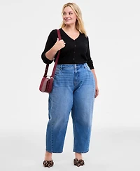 On 34th Trendy Plus High-Rise Cropped Barrel-Leg Jeans, Macy's Exclusive