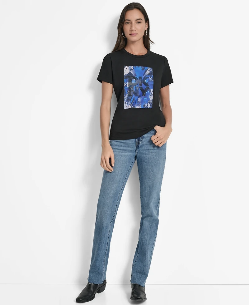 Dkny Women's Skyscraper Logo Crewneck T-Shirt
