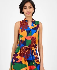 Sandra Darren Women's Printed Drawstring Midi Shirtdress
