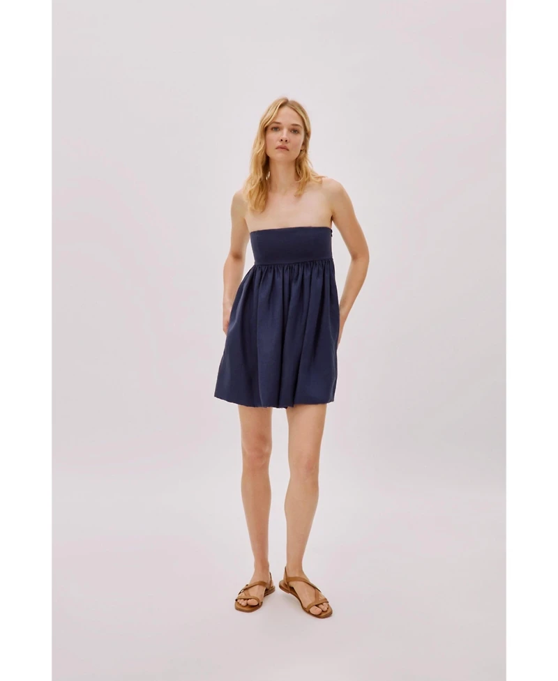 Mykonos Linen Strapless Dress