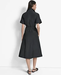 Dkny Women's Zip-Front Belted Commuter Dress