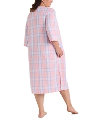 Miss Elaine Plus Embroidered Seersucker Robe