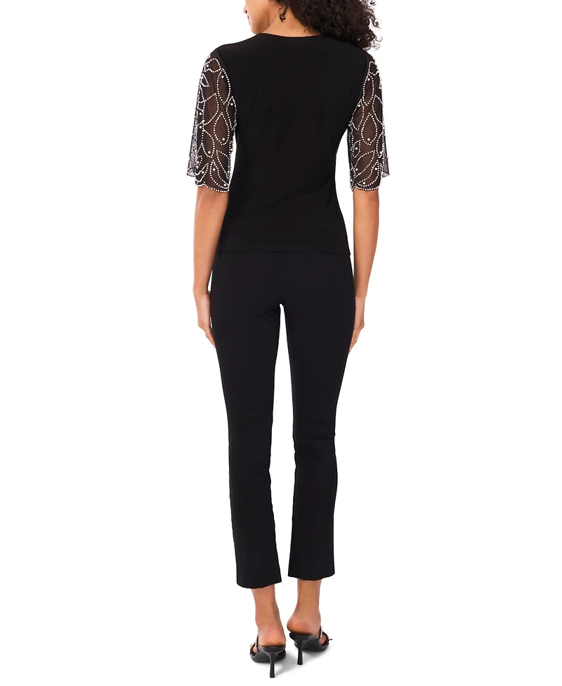 Msk Women's V-Neck Short-Sleeve Top
