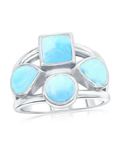 Sterling Silver Multi Shaped Larimar Ring