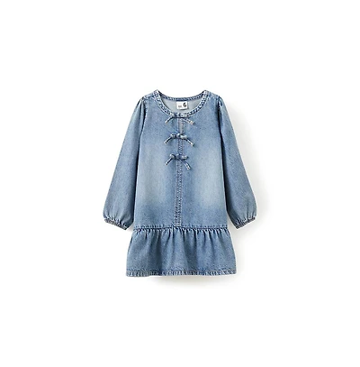 Cotton On Little Girls Little/Big Betty Bow Front Denim Dress
