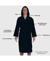 Alpine Swiss Men's Dane Hooded Bathrobe Cotton Terry Cloth Luxury Hotel Spa Robe