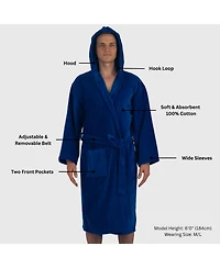 Alpine Swiss Men's Dane Hooded Bathrobe Cotton Terry Cloth Luxury Hotel Spa Robe