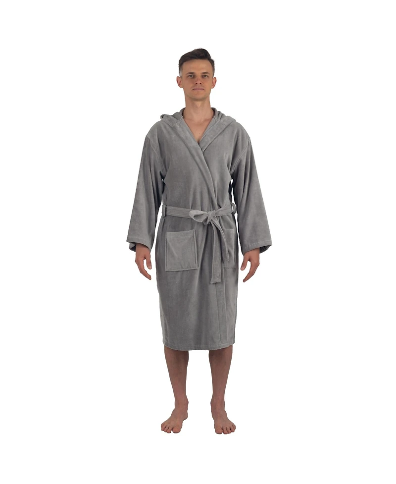 Alpine Swiss Men's Dane Hooded Bathrobe Cotton Terry Cloth Luxury Hotel Spa Robe