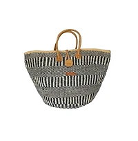 Balance Stripes Handwoven Beach Straw Tote Basket