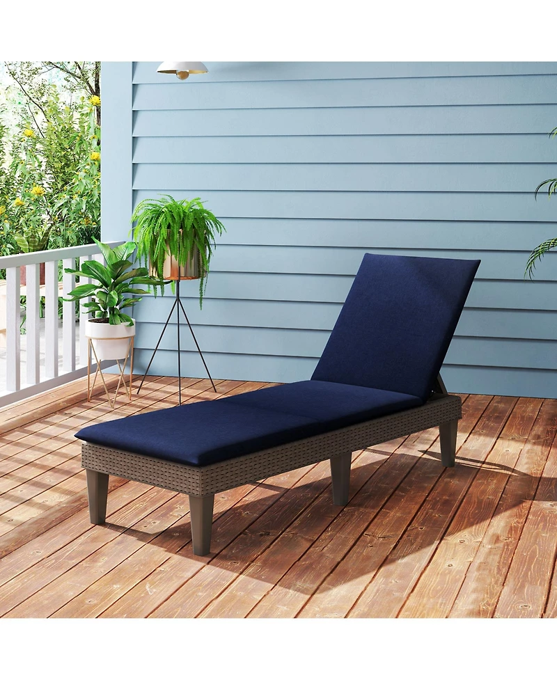 Patio Lounge Outdoor Recliner Chair with Cushion 3-Position Adjustable Backrest