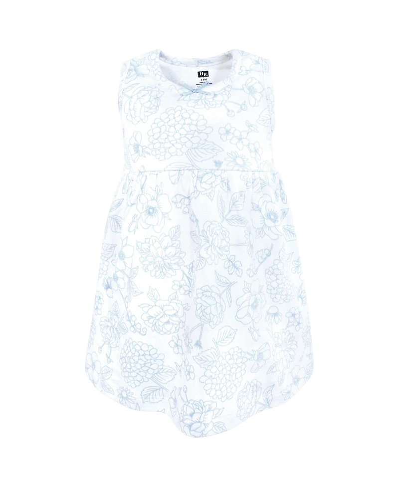 Hudson Baby Girls Cotton Dress and Cardigan Set Blue Blossom