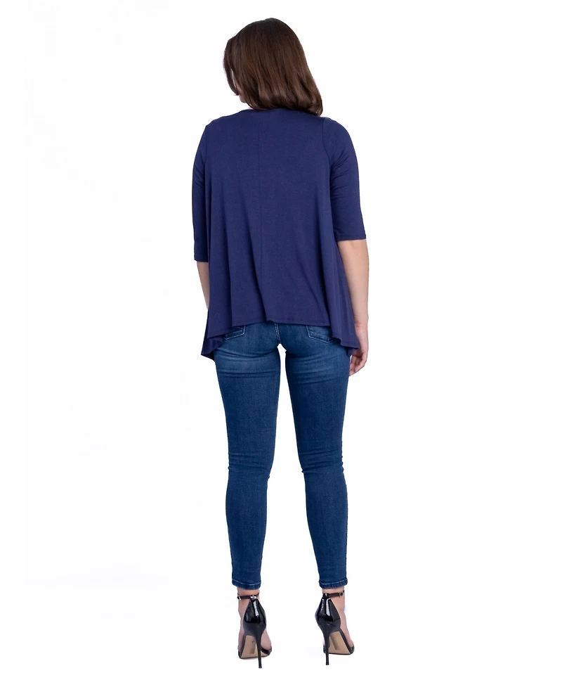 24seven Comfort Apparel Petite Elbow Length Sleeve Open Cardigan Jacket