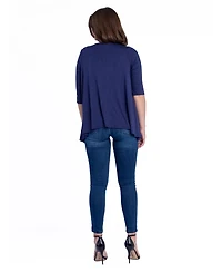 24seven Comfort Apparel Petite Elbow Length Sleeve Open Cardigan Jacket
