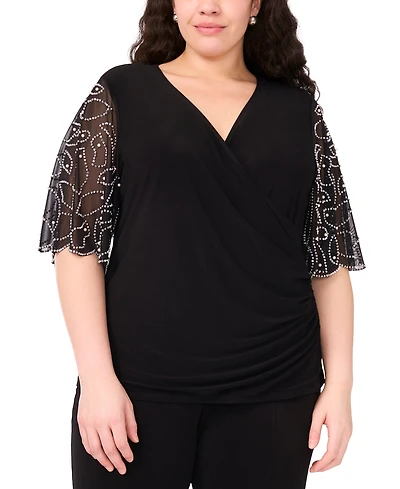 Msk Plus Short-Sleeve V-Neck Top