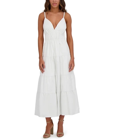 Siena Women's Cotton-Blend Spaghetti-Strap Tiered Maxi Dress