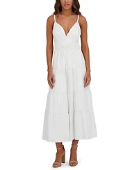 Siena Women's Cotton-Blend Spaghetti-Strap Tiered Maxi Dress