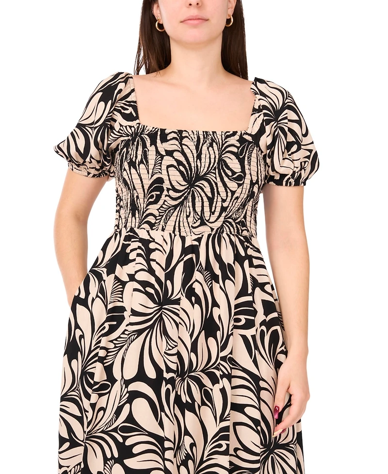 Msk Petite Square-Neck Short-Sleeve Maxi Dress