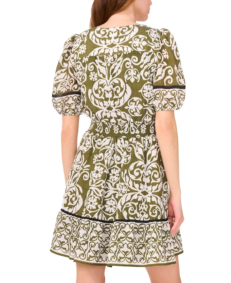 Msk Petite Short-Sleeve V-Neck Fit & Flare Dress