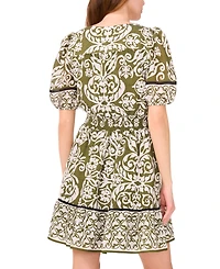 Msk Petite Short-Sleeve V-Neck Fit & Flare Dress