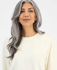Style & Co Petite Embroidered Crewneck Sweatshirt, Exclusively at Macy's