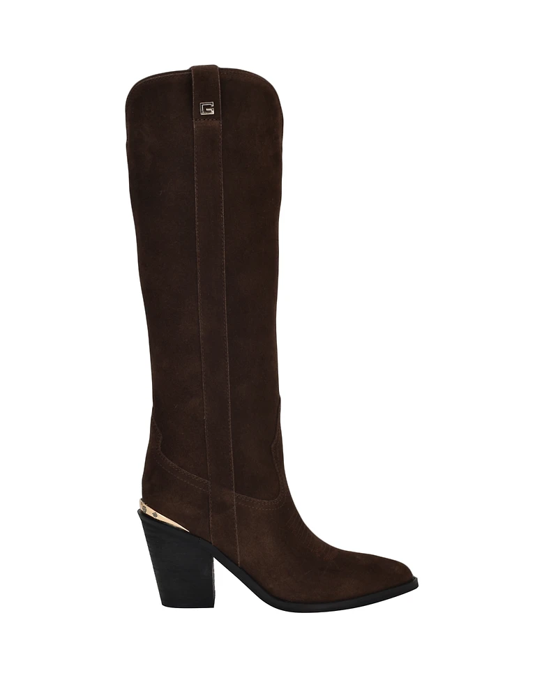 Guess Women's Sashan Knee-High Topstitched Western Boots
