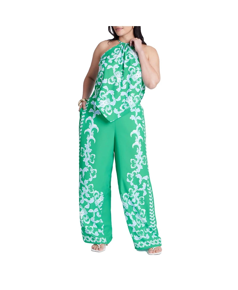 Eloquii Women's Placed Print Pull On Pant