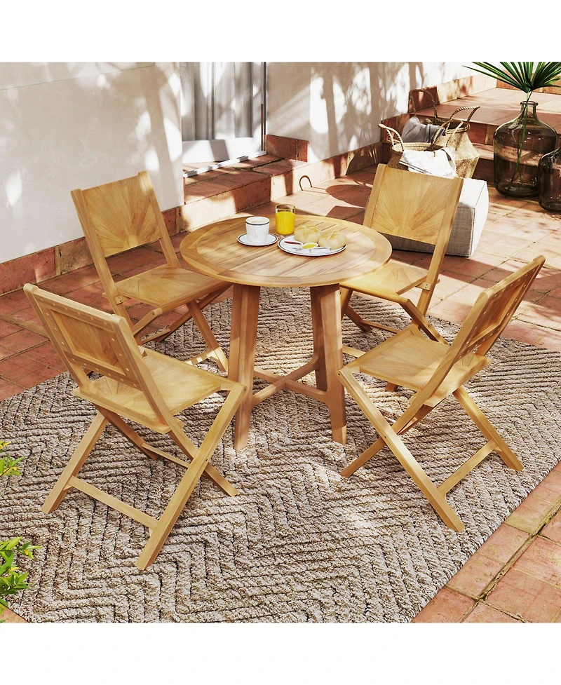2 Pieces Folding Patio Chairs with Inclined Backrest