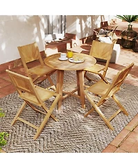 2 Pieces Folding Patio Chairs with Inclined Backrest