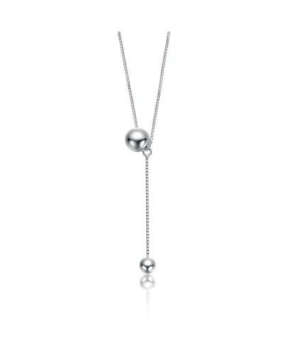 White Gold Plated Minimalist Dual Sphere Drop Necklace