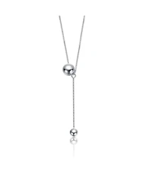 White Gold Plated Minimalist Dual Sphere Drop Necklace