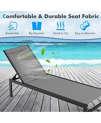 Gymax Patio Chaise Lounge Outdoor Adjustable Lounge Chair W/ 6-Position Backrest