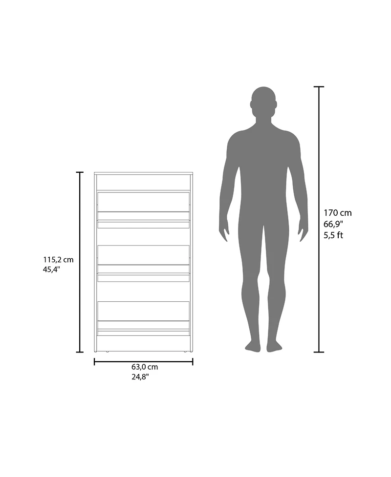Crocker Shoe Rack, 3 Doors, Shelves, White