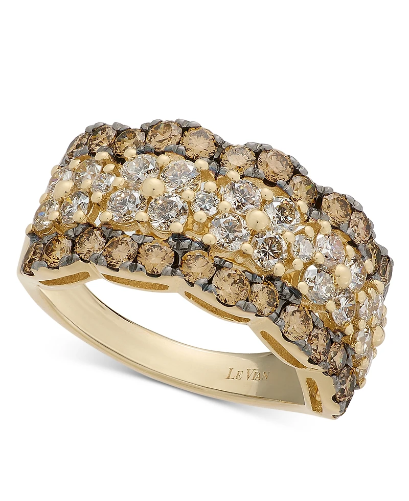 Le Vian Nude Diamond & Chocolate Scalloped Multirow Ring (2-1/4 ct. t.w.) 14k Rose Gold