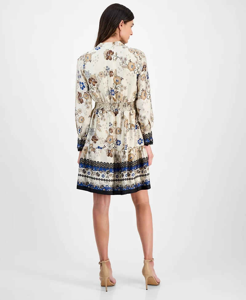 Anne Klein Petite Tiered Floral-Print Dress